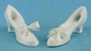 Dollhouse Miniature White Shoes with Bow